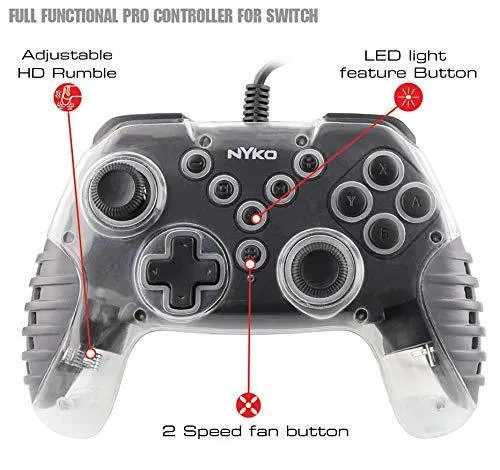 Nyko NSW Air Glow LED Fan-Cooled Wired Controller W/ Force Feedback Function Multicolor