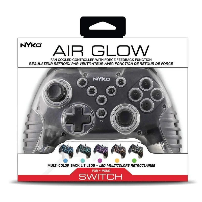 Nyko NSW Air Glow LED Fan-Cooled Wired Controller W/ Force Feedback Function Multicolor