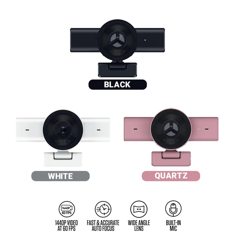 Razer Kiyo V2 X 1440p 60 FPS Webcam for Creators (Black, White, Quartz)