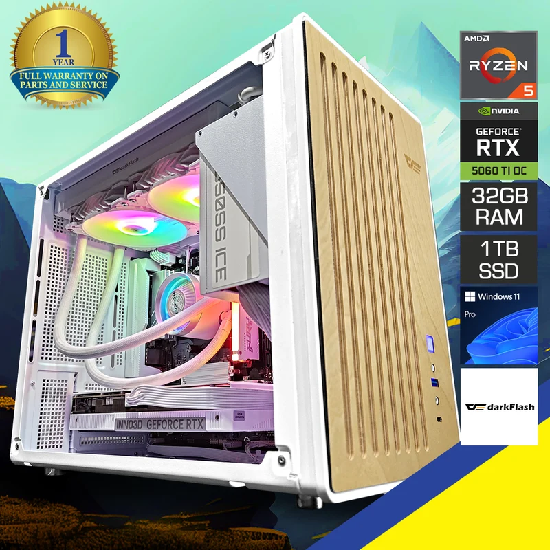 Sigma WD200 White Desktop Gaming PC | AMD Ryzen 5 7500F | 32GB RAM | 1TB SSD | RTX 5060 Ti OC | Windows 11 Pro
