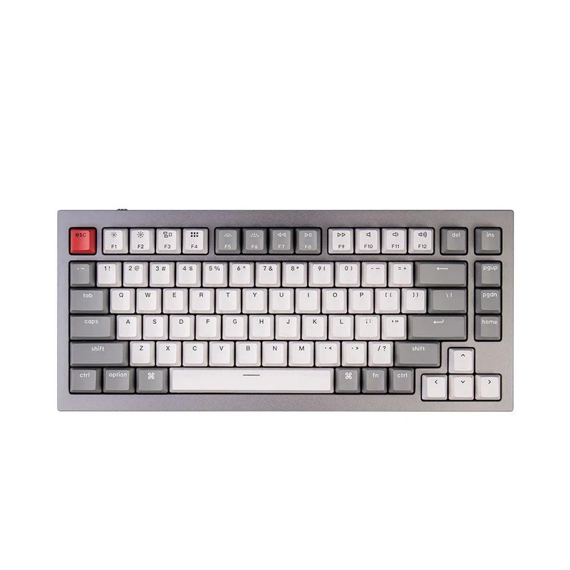 Keychron Q1 QMK Custom Mechanical Silver Grey Keyboard (Gateron Phantom Blue Switch) (Q1D2)