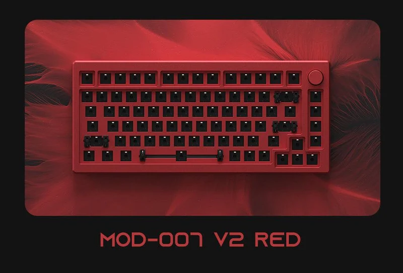 Akko MOD007 V2 RGB Hot-Swappable Mechanical Keyboard DIY Kit with Gasket Mount Structure (Red)