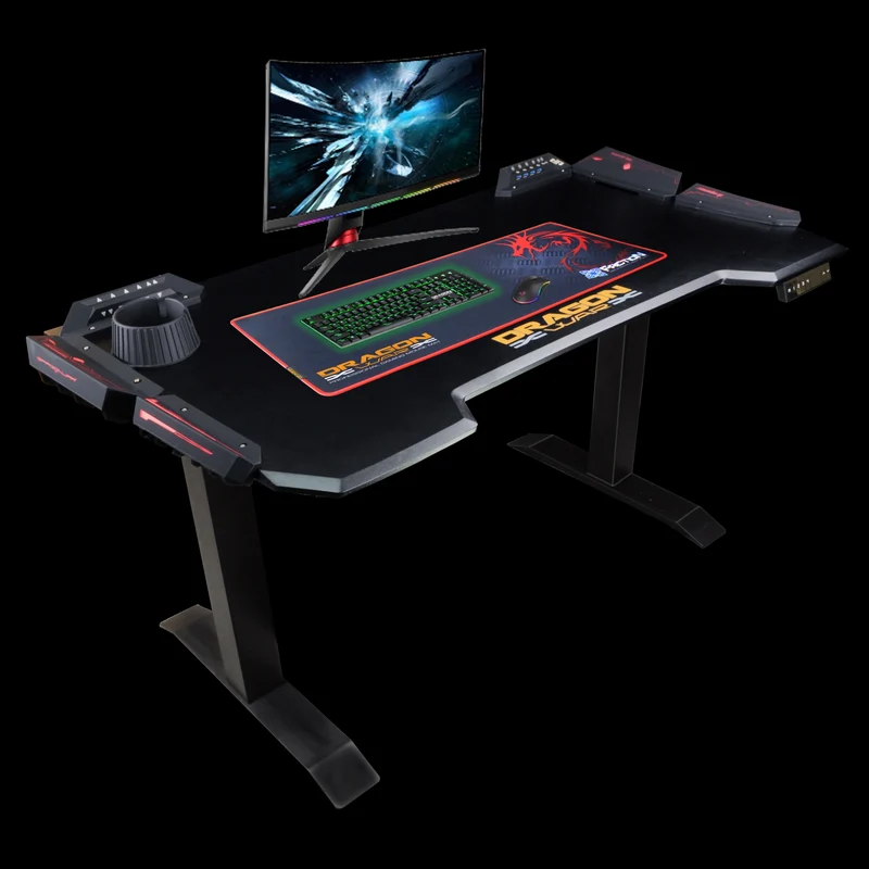Dragonwar Height Adjustable RGB Light Effect Gaming Desk 3 Fold (GT-007)