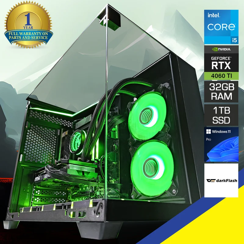 Aurora TH285M Black Desktop Gaming PC | Intel i5 14400F | 32 GB RAM | 1 TB SSD | RTX 4060 Ti | Windows 11 Pro