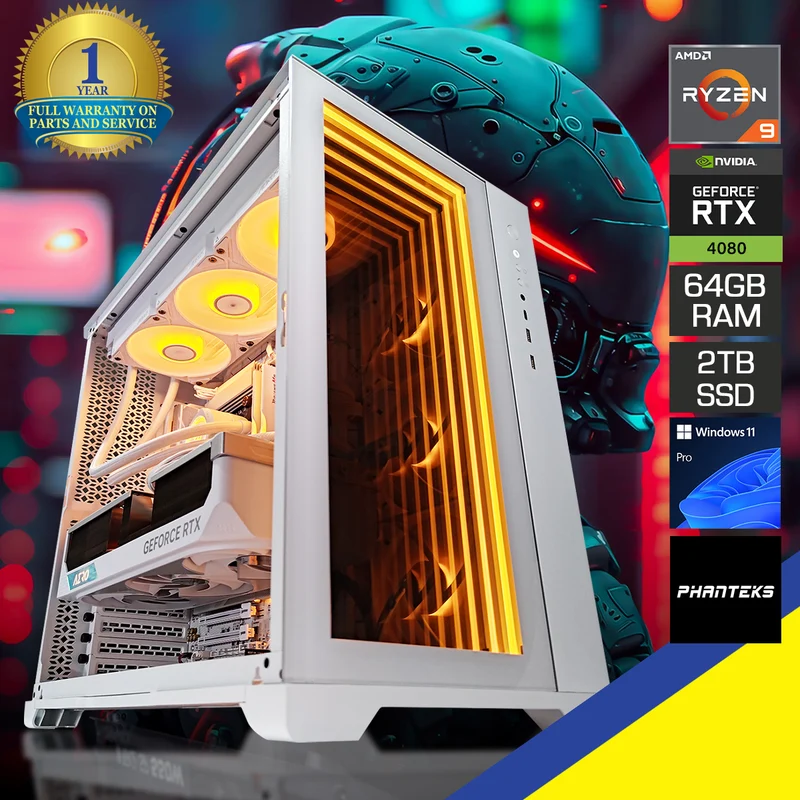 Ultra Magniumgear Neo Qube 2 White Desktop Gaming PC | AMD Ryzen 9 9900X | 64 GB RAM | 2 TB SSD | RTX 4080 Super | Windows 11 Pro