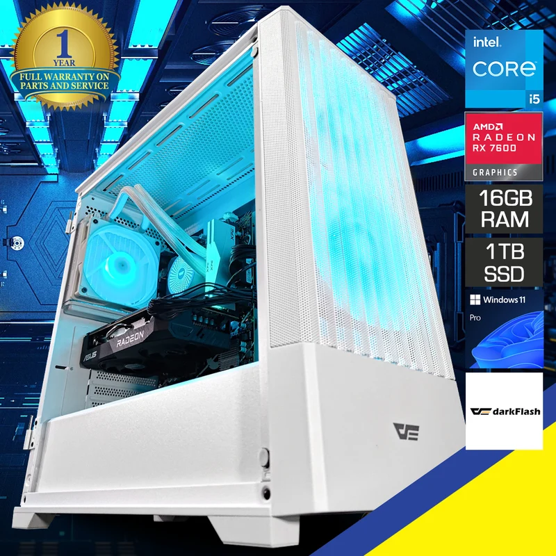 Sigma DK415 White Desktop Gaming PC | Intel i5-13400F | 16GB RAM | 1TB SSD | RX 7600 | Windows 11 Pro