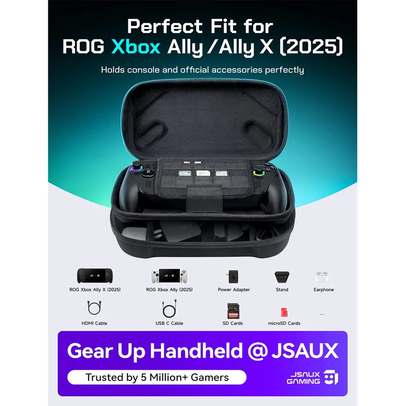 JSAUX Max Carrying Case for ROG Xbox Ally X / ROG Xbox Ally (Black) (BG0136)