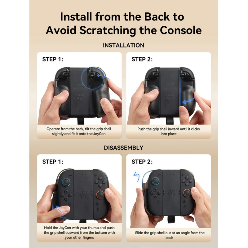 Jsaux Joy-Con All Arounder GripCase with Travel Cover for Switch 2 (Black) (GP0508)