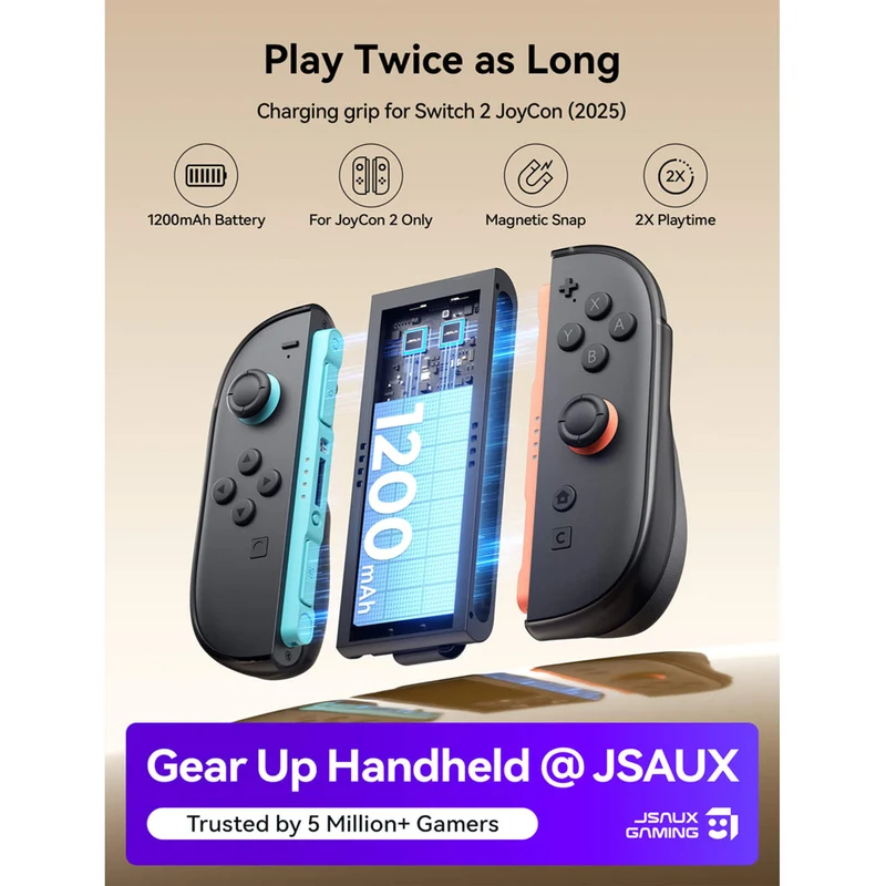Jsaux Joy-Con All Arounder GripCase with Travel Cover for Switch 2 (Black) (GP0508)