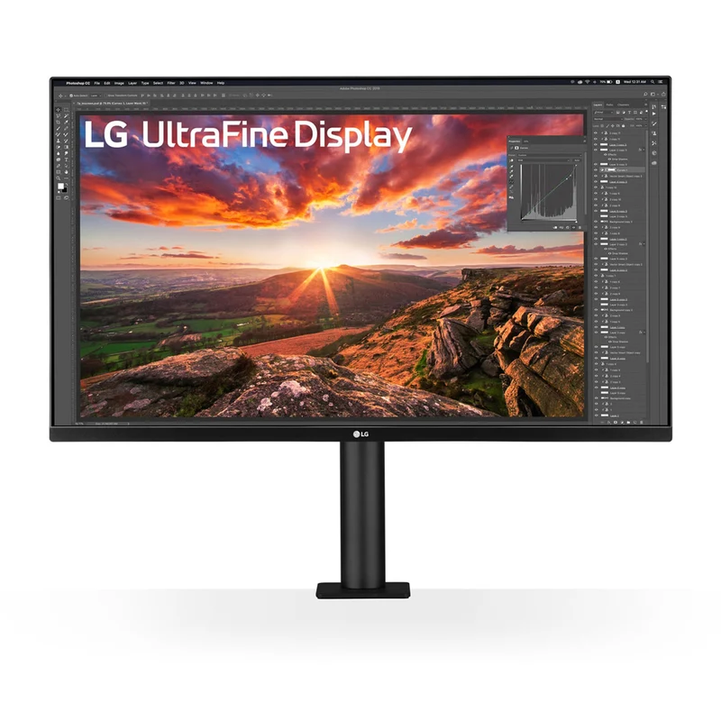 LG 32UN880K-B 31.5" 4K UHD (3840x2160) 60Hz 5ms GTG Ergo IPS USB-C Monitor With C-Clamp, Tilt, Height, Swivel, Pivot Adjustment