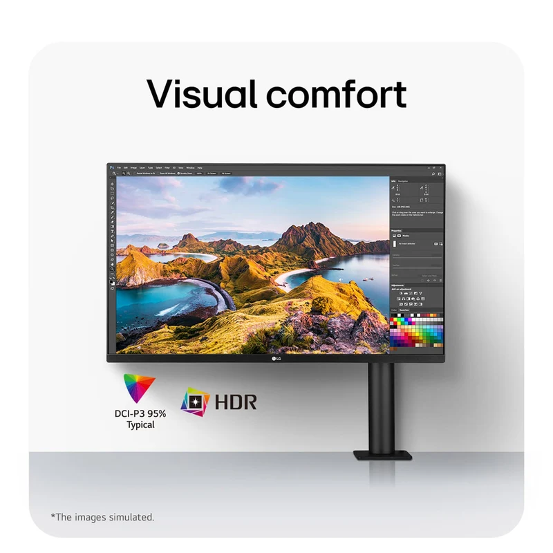 LG 32UN880K-B 31.5" 4K UHD (3840x2160) 60Hz 5ms GTG Ergo IPS USB-C Monitor With C-Clamp, Tilt, Height, Swivel, Pivot Adjustment