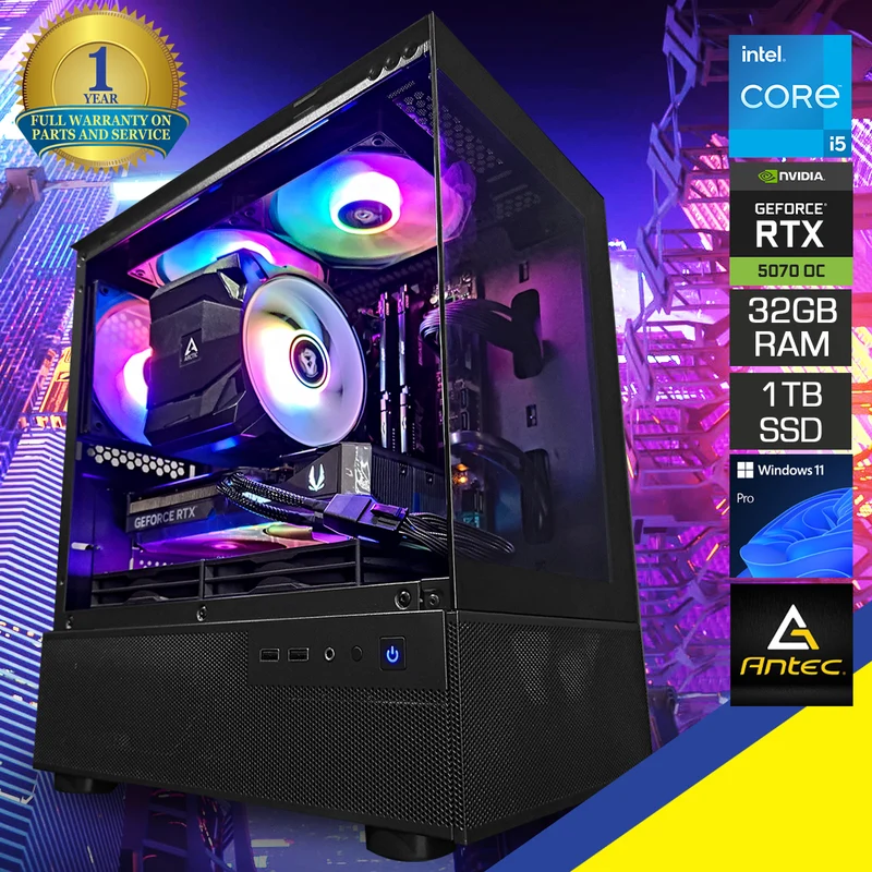 Aurora CX200M Black Desktop Gaming PC | Intel i5 14600KF | 32GB RAM | 1TB SSD | RTX 5070 OC | Windows 11 Pro