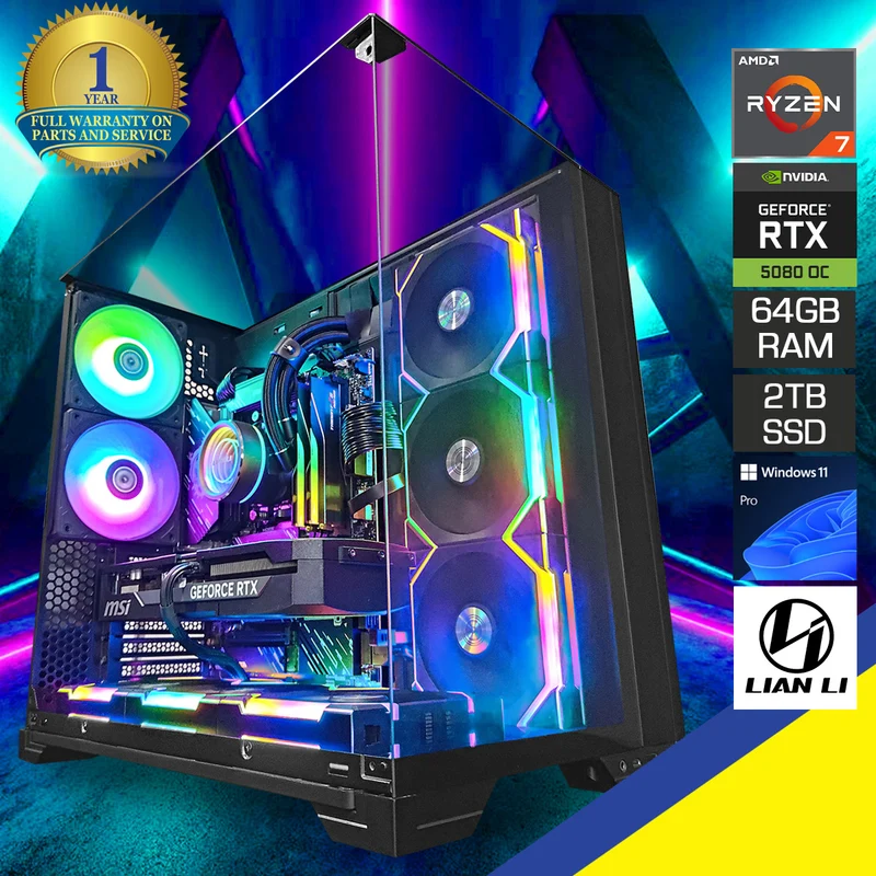 Ultra O11 Vision Black Desktop Gaming PC | AMD Ryzen 7 9800X3D | 64GB RAM | 2TB SSD | RTX 5080 OC | Windows 11 Pro