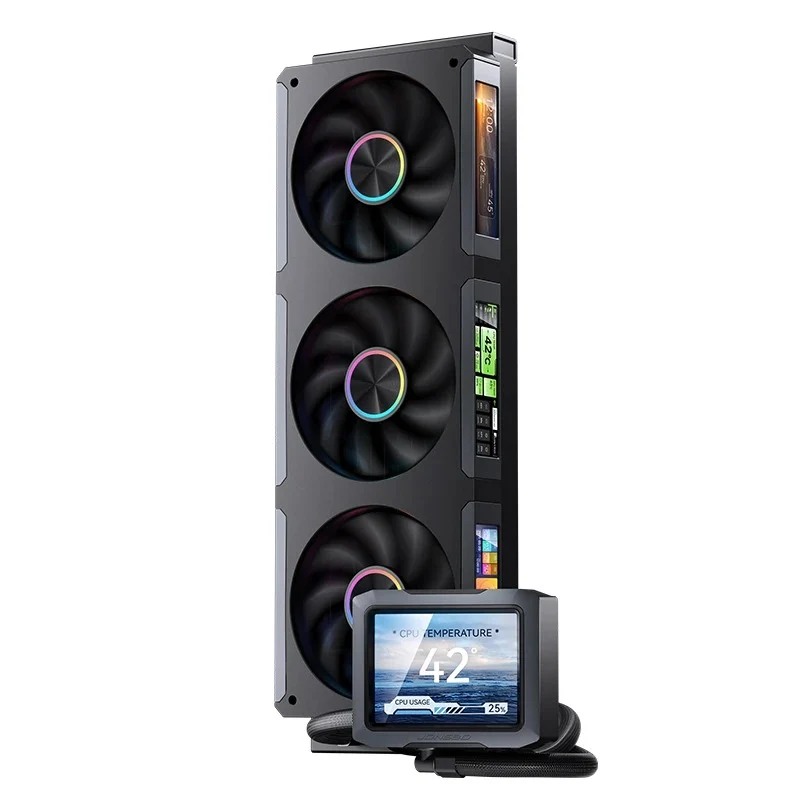 Jonsbo TF3-360SC 360MM AIO Liquid CPU Cooler w/ 3 x 3.38" Fan LCD Displays & 3.5" Pump Block LCD Display (Black, White)