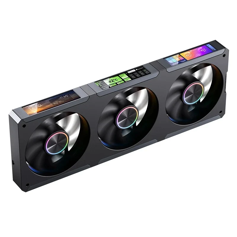 Jonsbo TF3-360SC 360MM AIO Liquid CPU Cooler w/ 3 x 3.38" Fan LCD Displays & 3.5" Pump Block LCD Display (Black, White)