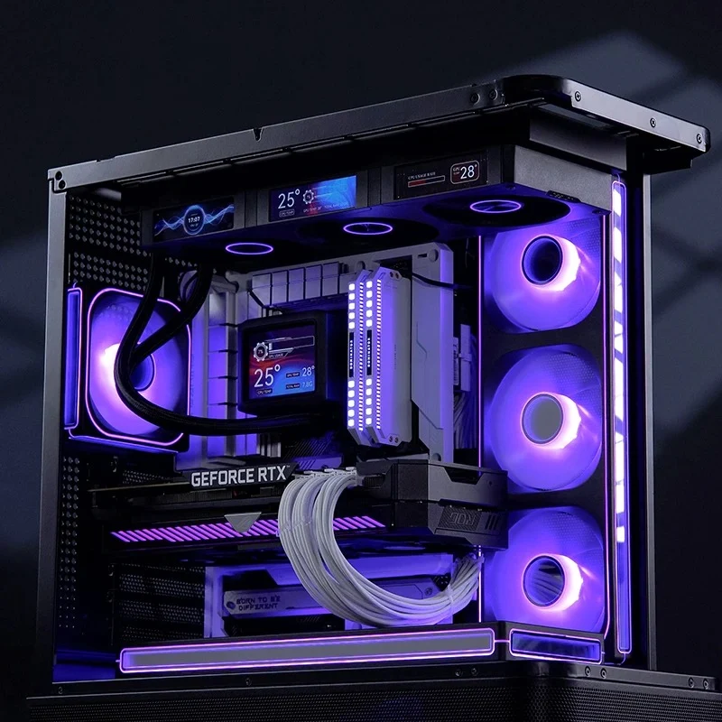 Jonsbo TF3-360SC 360MM AIO Liquid CPU Cooler w/ 3 x 3.38" Fan LCD Displays & 3.5" Pump Block LCD Display (Black, White)