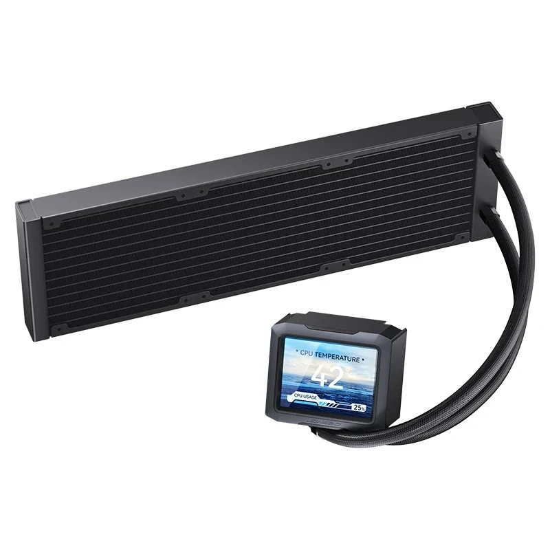 Jonsbo TF3-360SC 360MM AIO Liquid CPU Cooler w/ 3 x 3.38" Fan LCD Displays & 3.5" Pump Block LCD Display (Black, White)