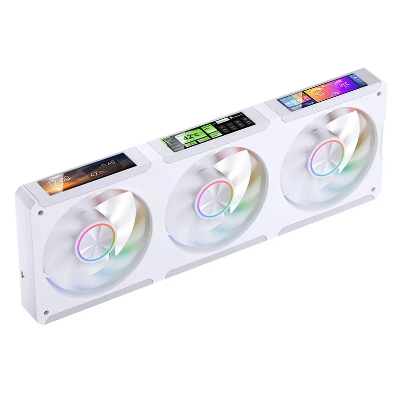 Jonsbo TF3-360SC 360MM AIO Liquid CPU Cooler w/ 3 x 3.38" Fan LCD Displays & 3.5" Pump Block LCD Display (Black, White)