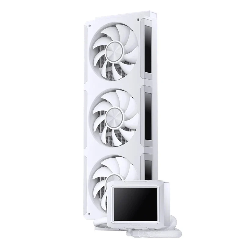 Jonsbo TF3-360SC 360MM AIO Liquid CPU Cooler w/ 3 x 3.38" Fan LCD Displays & 3.5" Pump Block LCD Display (Black, White)