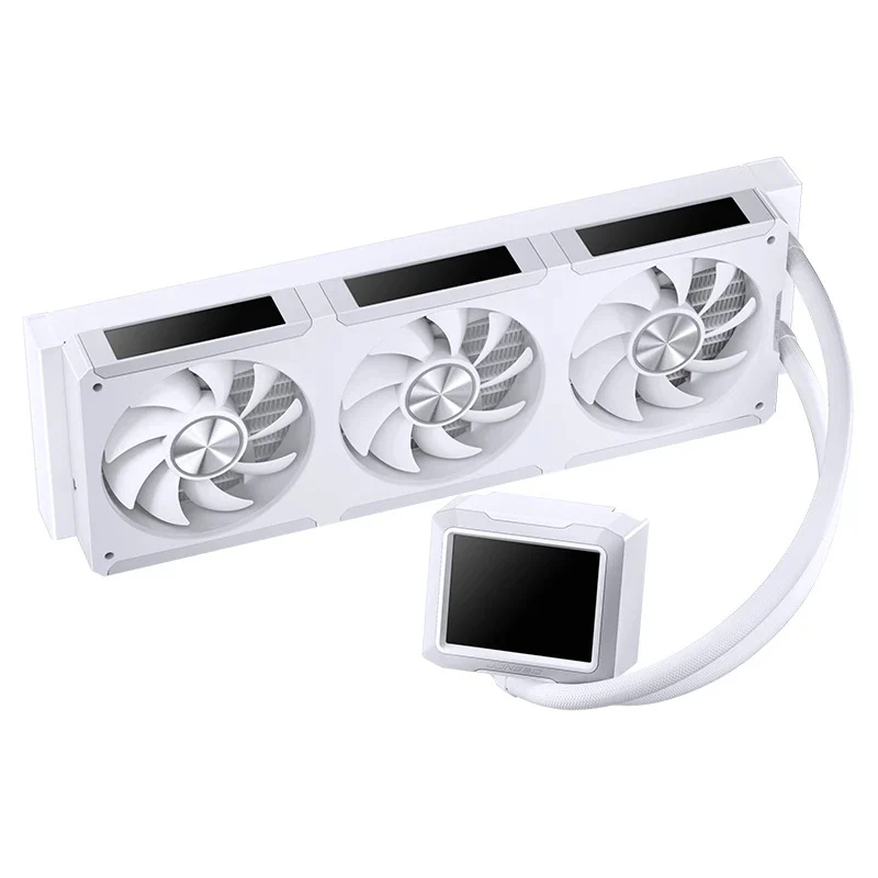 Jonsbo TF3-360SC 360MM AIO Liquid CPU Cooler w/ 3 x 3.38" Fan LCD Displays & 3.5" Pump Block LCD Display (Black, White)