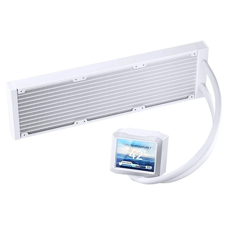 Jonsbo TF3-360SC 360MM AIO Liquid CPU Cooler w/ 3 x 3.38" Fan LCD Displays & 3.5" Pump Block LCD Display (Black, White)