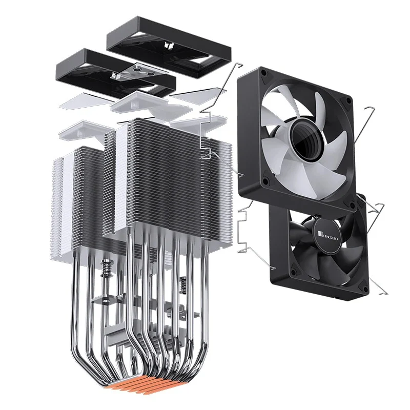 Jonsbo CR-1400 DV2 ARGB Silent Series 90MM Dual-Fan / Dual-Tower CPU Cooler (Black)