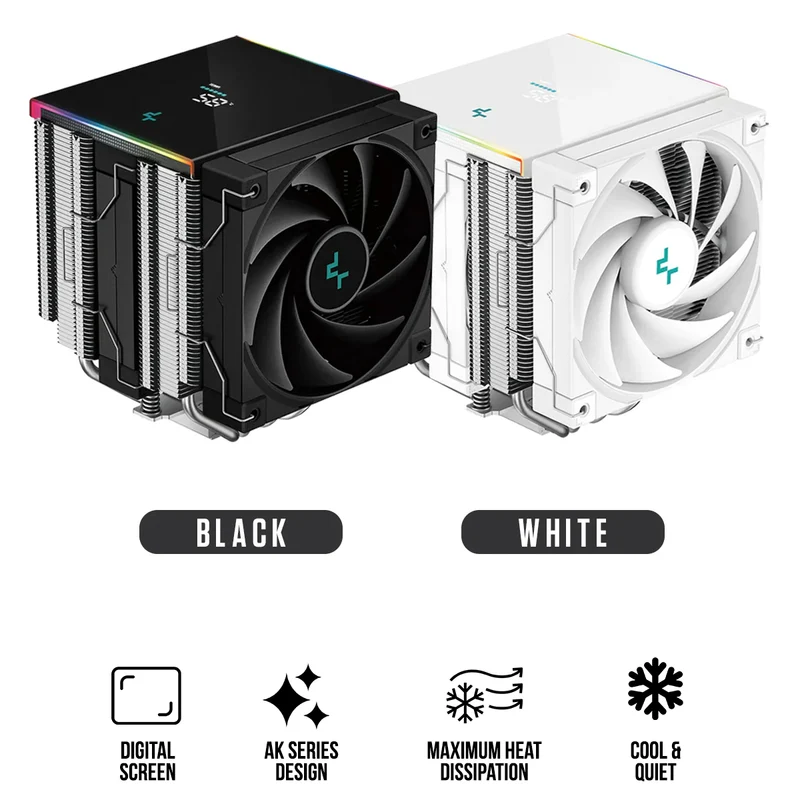DeepCool AK620 Digital SE Performance CPU Cooler with a Status Display (Black, White)