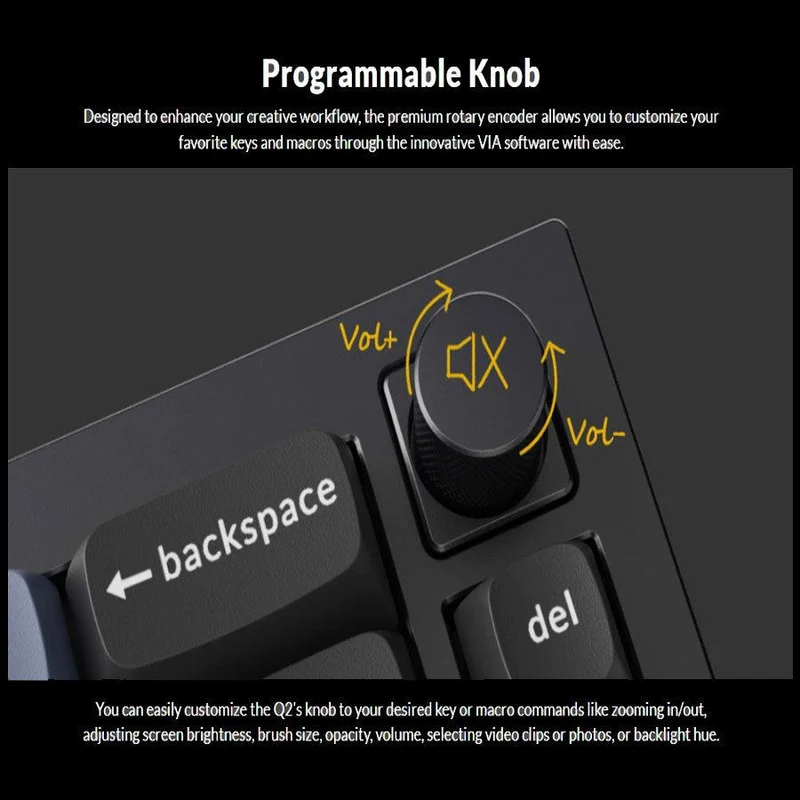 Keychron Q2 QMK Custom Mechanical Fully Assembled Navy Blue Keyboard (Gateron G Pro Blue Switch) (Q2J2)