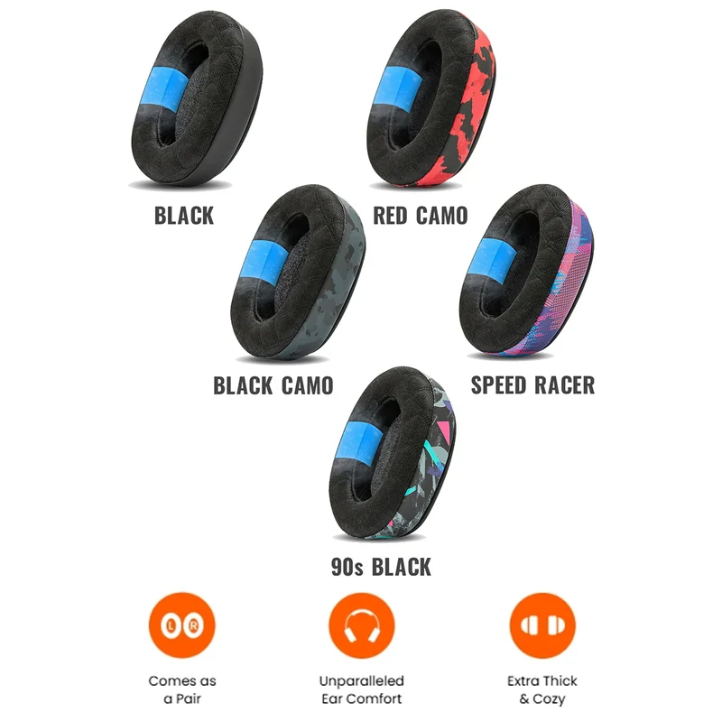 Wicked Cushions WC FreeZe G Pro X - Cooling Gel Earpads For Logitech G Pro X (90s Black, Black Camo, Black, Red Camo, Speed Racer)