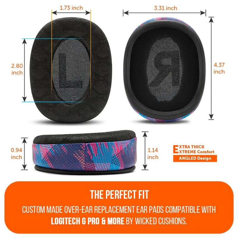 Wicked Cushions WC FreeZe G Pro X - Cooling Gel Earpads For Logitech G Pro X (90s Black, Black Camo, Black, Red Camo, Speed Racer)