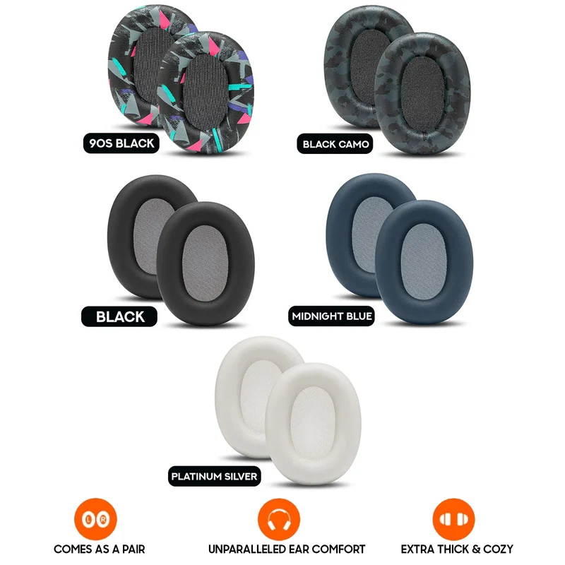 Wicked Cushions WC PadZ XM6 - Replacement Ear Pads For Sony WH-1000XM6 (90s Black, Black Camo, Black, Midnight Blue, Platinum Silver)