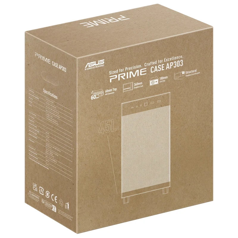 Asus Prime AP303 Mesh Panel ATX PC Case (Black, White)