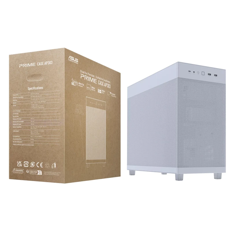 Asus Prime AP303 Mesh Panel ATX PC Case (Black, White)