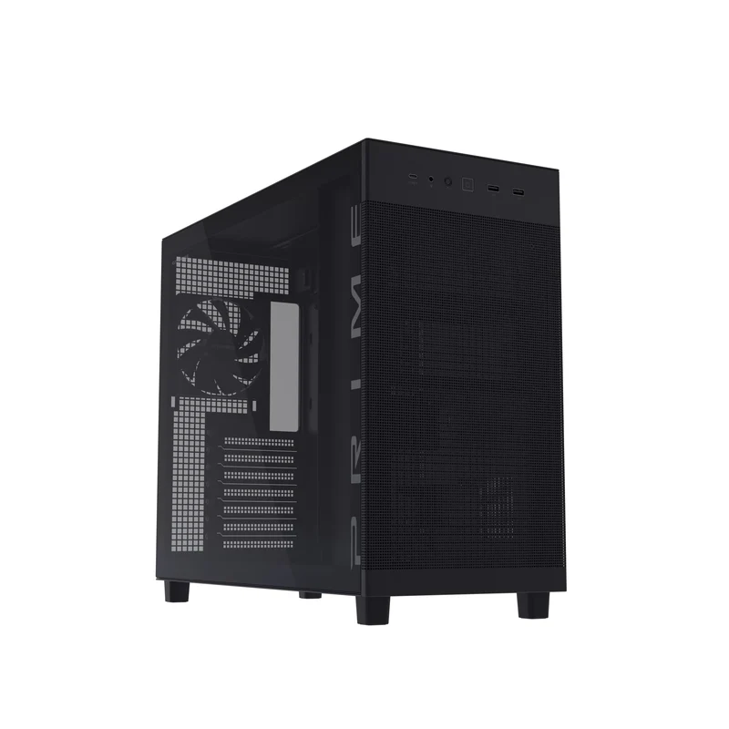 Asus Prime AP303 Tempered Glass Panel ATX PC Case (Black, White)