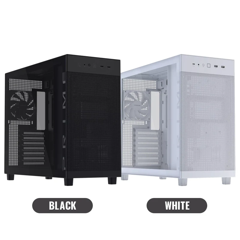 Asus Prime AP303 Tempered Glass Panel ATX PC Case (Black, White)