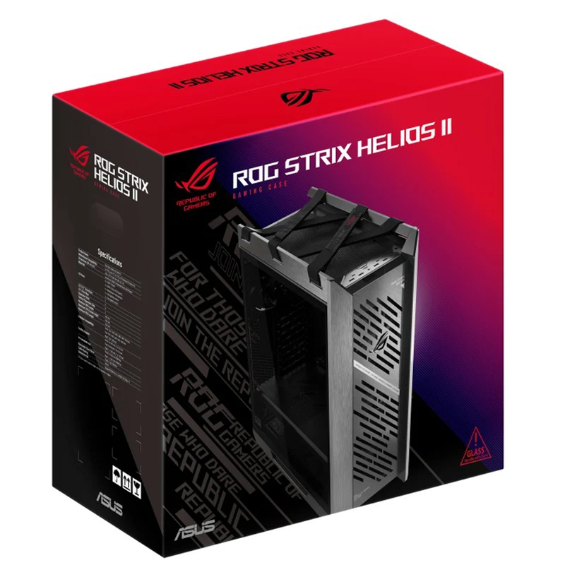 Asus ROG Strix Helios II GX601S EATX Mid-Tower PC Gaming Case with Dual Tempered Glass Side Panels (Black, White)