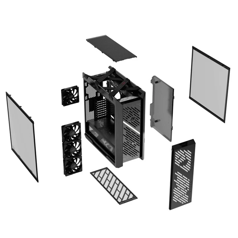 Asus ROG Strix Helios II GX601S EATX Mid-Tower PC Gaming Case with Dual Tempered Glass Side Panels (Black, White)