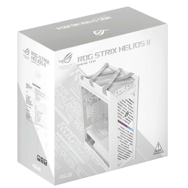Asus ROG Strix Helios II GX601S EATX Mid-Tower PC Gaming Case with Dual Tempered Glass Side Panels (Black, White)