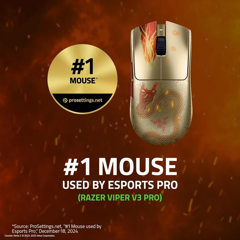 Razer Viper V3 Pro Ultra-Lightweight Hyperspeed Wireless Symmetrical Esports Mouse (Counter-Strike 2 Ed.)