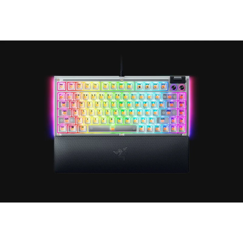 Razer BlackWidow V4 75% Hot-Swappable Mechanical Gaming Keyboard (Orange Switches) (Phantom White)