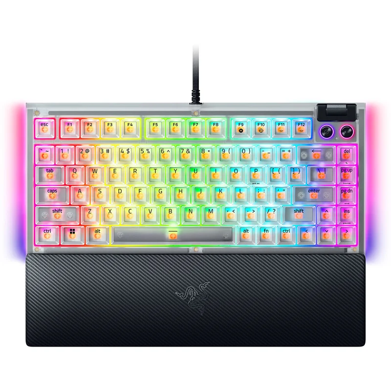 Razer BlackWidow V4 75% Hot-Swappable Mechanical Gaming Keyboard (Orange Switches) (Phantom White)