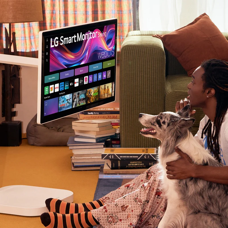 LG 32U889SA-W 31.5" 4K UHD (3840x2160) 60Hz 5ms GTG IPS Smart Monitor Swing with Touchscreen, Rolling Stand, Tilt, Height, Swivel, Pivot Adjustment