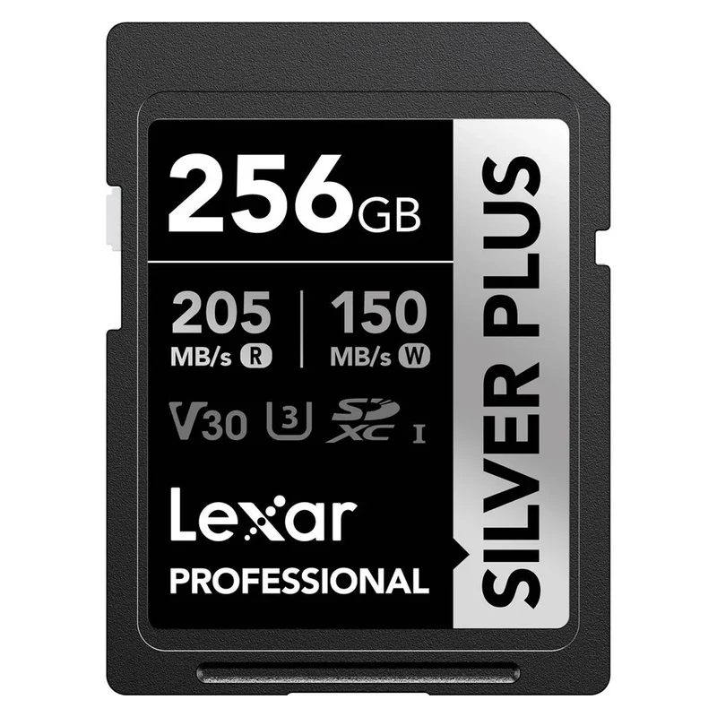 Lexar Professional SILVER PLUS SDXC UHS-I C10 U3 V30 205MB/s Read 150MB/s Write SD Card (128GB, 256GB, 512GB, 1TB)