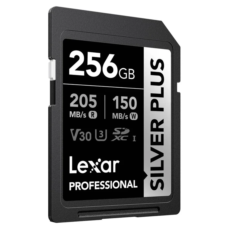 Lexar Professional SILVER PLUS SDXC UHS-I C10 U3 V30 205MB/s Read 150MB/s Write SD Card (128GB, 256GB, 512GB, 1TB)