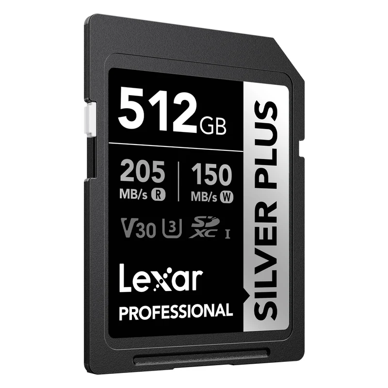 Lexar Professional SILVER PLUS SDXC UHS-I C10 U3 V30 205MB/s Read 150MB/s Write SD Card (128GB, 256GB, 512GB, 1TB)