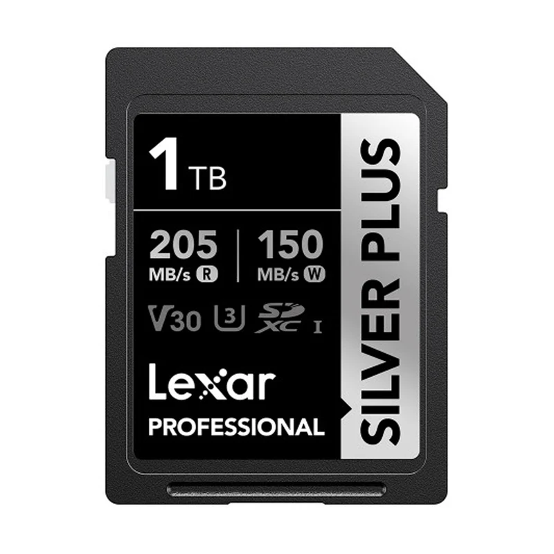 Lexar Professional SILVER PLUS SDXC UHS-I C10 U3 V30 205MB/s Read 150MB/s Write SD Card (128GB, 256GB, 512GB, 1TB)