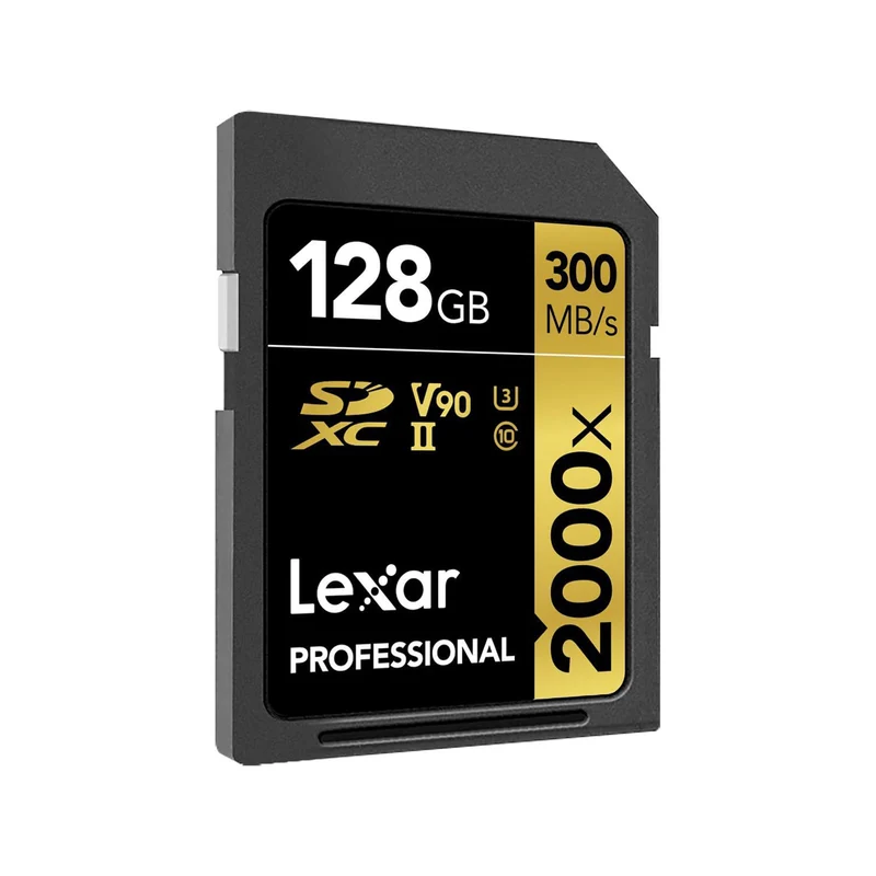 Lexar Professional 2000x 128GB SDXC UHS-II C10 U3 V90 300MB/s Read 260MB/s Write SD Card GOLD Series with Reader (LSD128CB2000R)