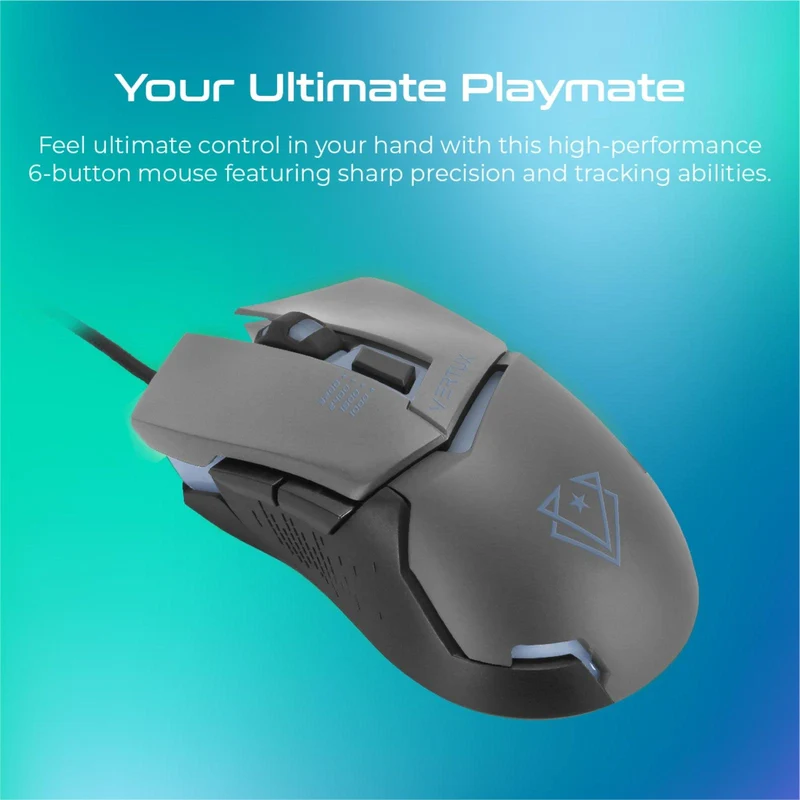 Vertux Dominator Quick Response Wired Ergonomic Gaming Mouse Grey