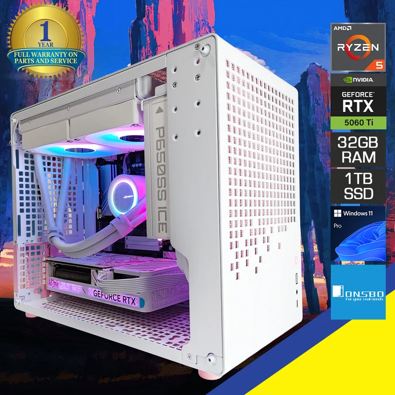 Sigma Z20 Pink/White Desktop Gaming PC | AMD Ryzen 5 7500F | 32GB RAM | 1TB SSD | RTX 5060 Ti OC | Windows 11 Pro