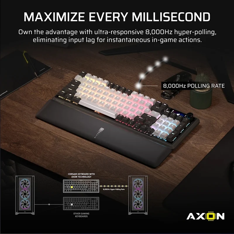 Corsair Vanguard 96 Mechanical Gaming Keyboard with Wobble-Free Hot-Swappable MLX Pulse Switches (Black/White) (CH-91E921I-NA)
